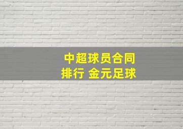 中超球员合同排行 金元足球